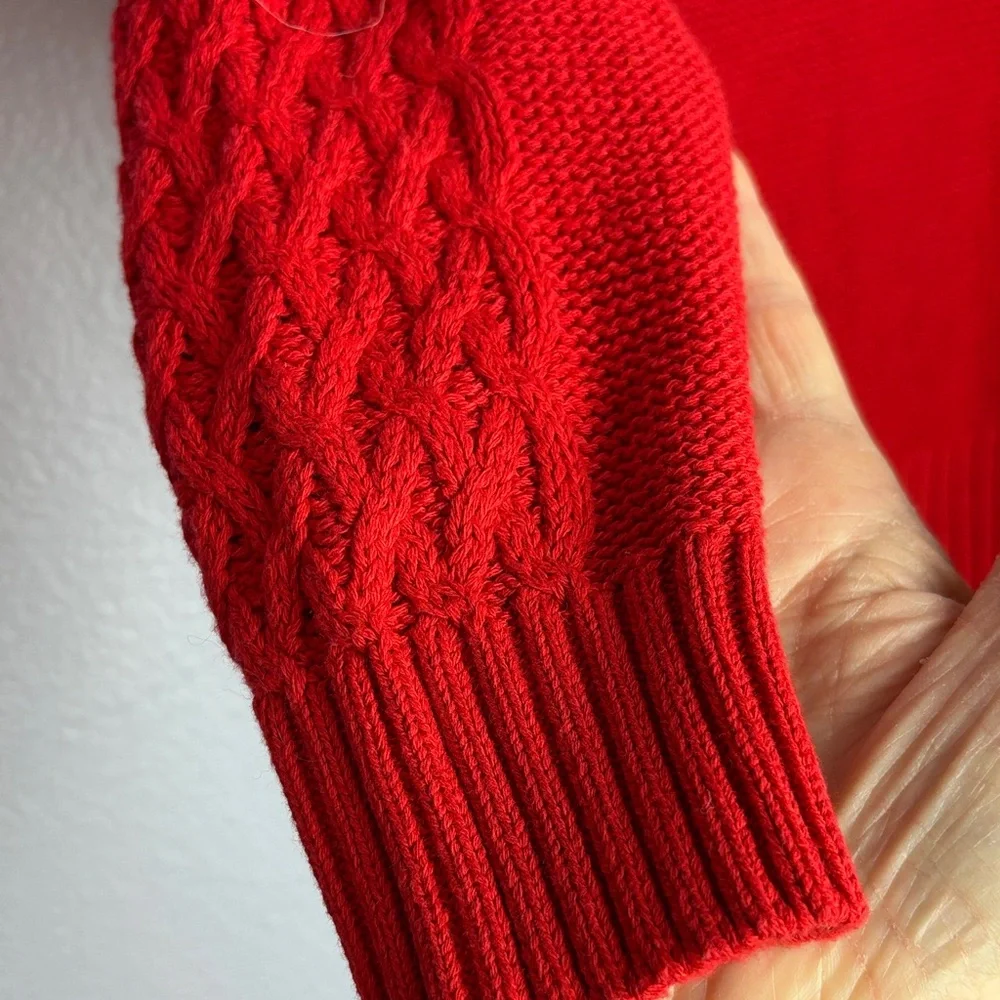NWOT Red Cable Knit Sweater with Button Detail